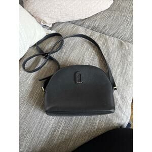 Furla Black Leather Crossbody Camera Bag – Genuine Leather, Gold‎ Hardware